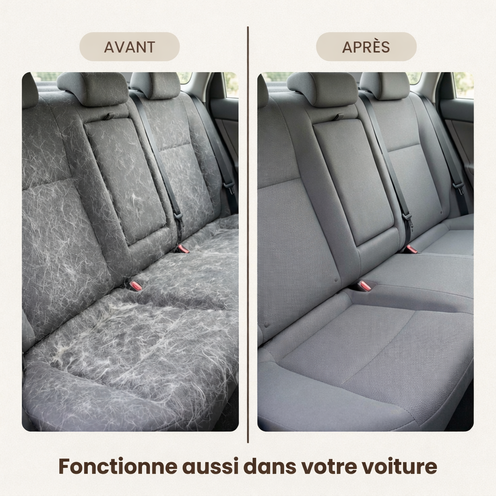 Siège voiture avant après gant anti-poils chat chien