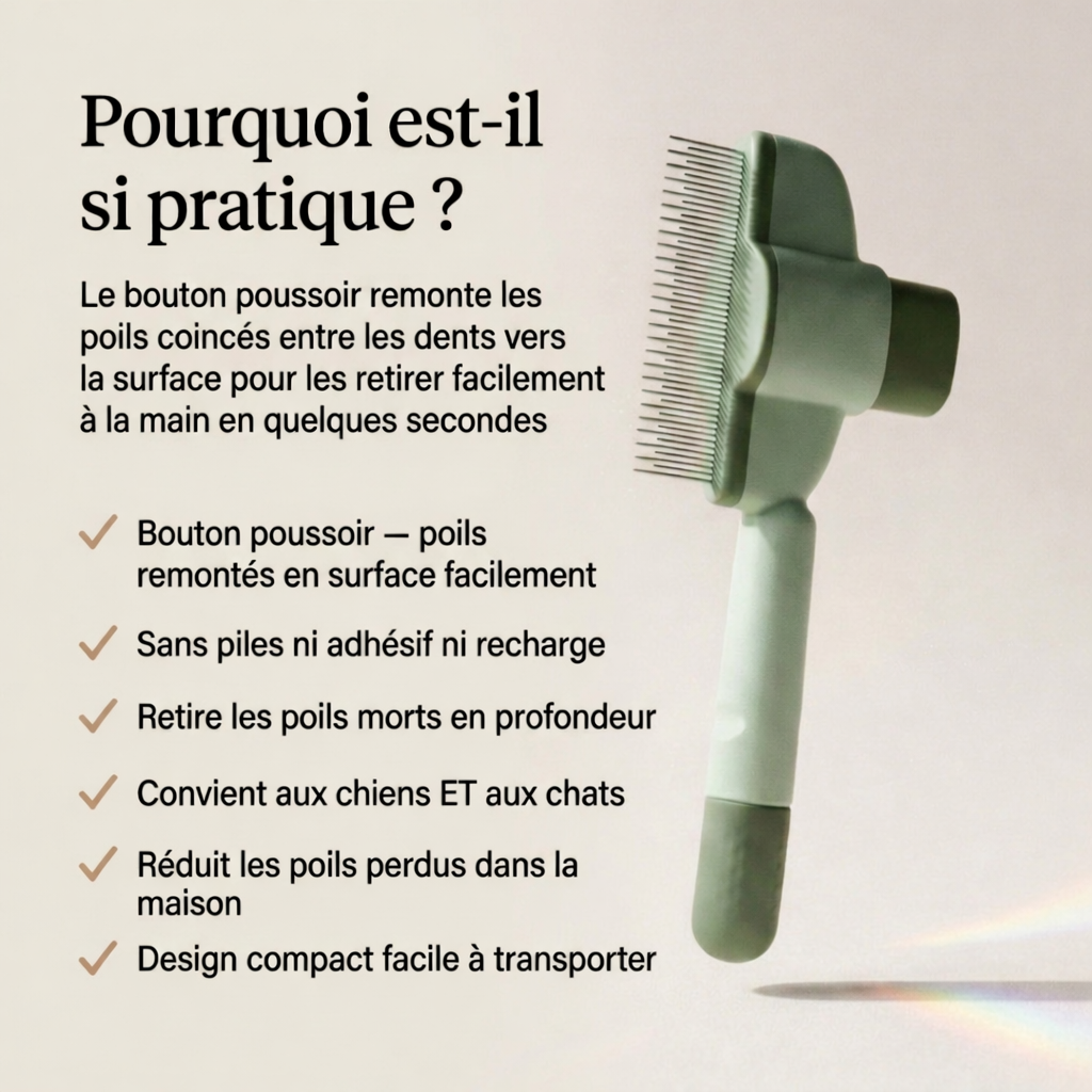 Peigne Toilettage Chien Chat – Retire les Poils Morts en Douceur