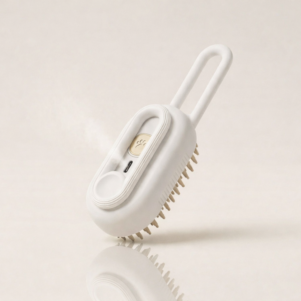 Brosse vapeur animaux blanche rechargeable USB - Atelier Des Poils
