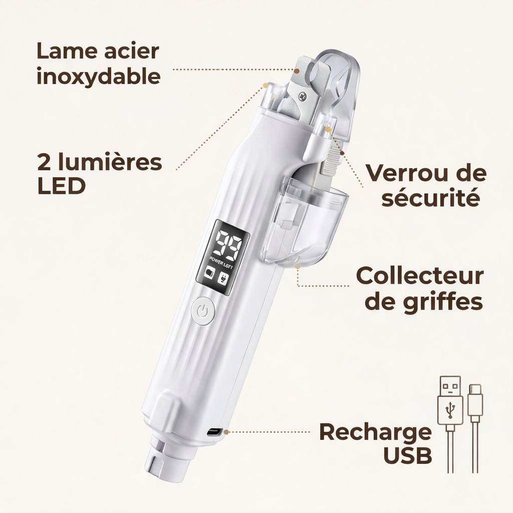 Coupe - Griffes Électrique LED Chien Chat – Coupe et Lime Sans Douleur