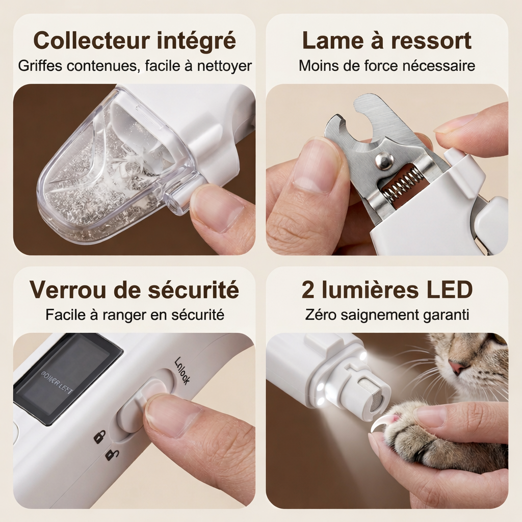 Coupe - Griffes Électrique LED Chien Chat – Coupe et Lime Sans Douleur