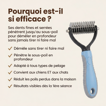 Peigne Démêlant Chien Chat – Élimine les Nœuds Sans Douleur