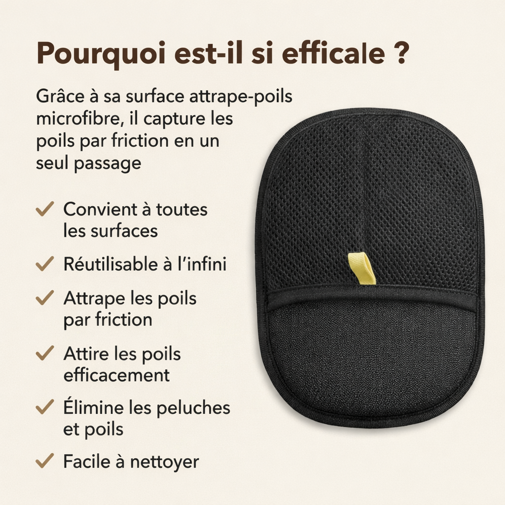 Gant Anti-Poils Chien Chat – Enlève les Poils Canapé Vêtements Tapis