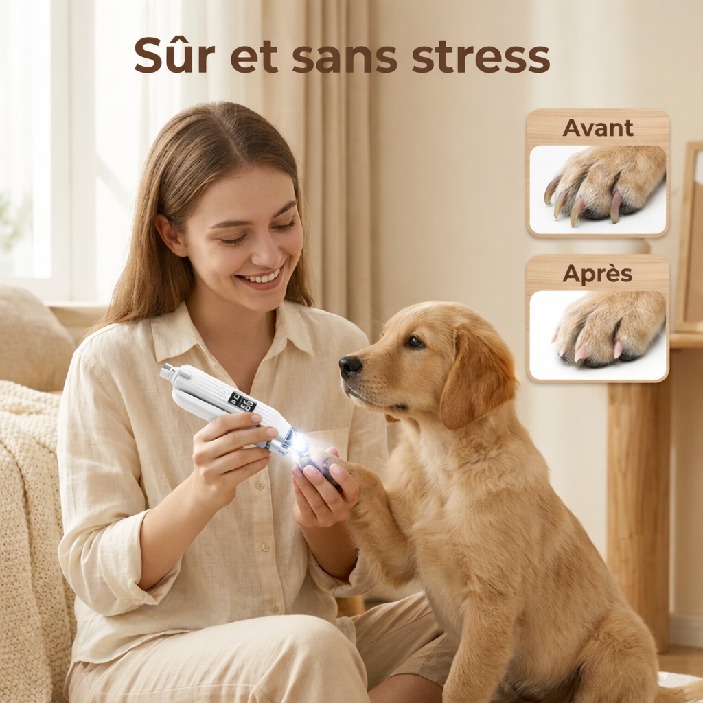 Griffes chat avant après coupe griffes électrique LED - coupe nette